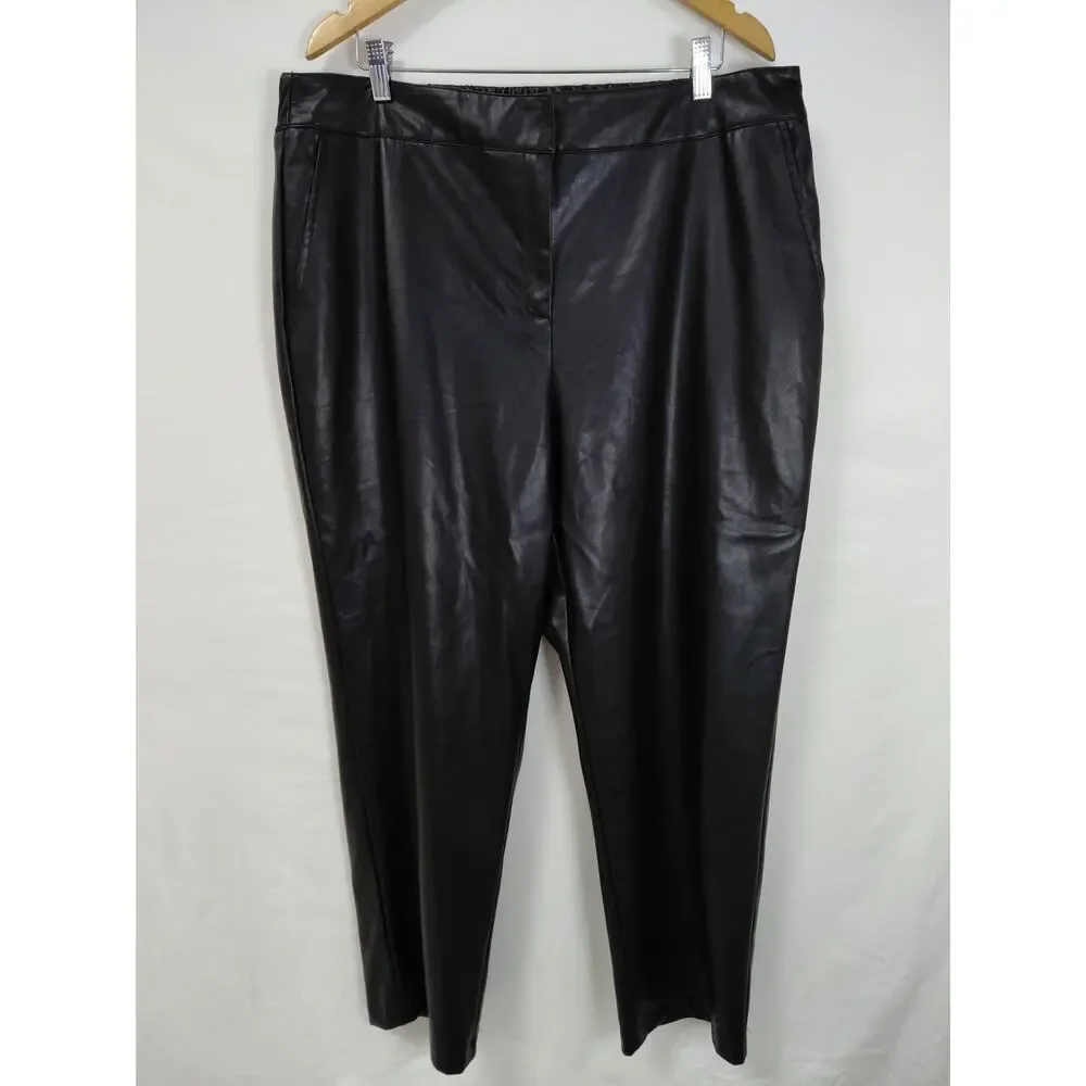 NWT Ruby Rd Faux Leather Black Pants Women Size 16W